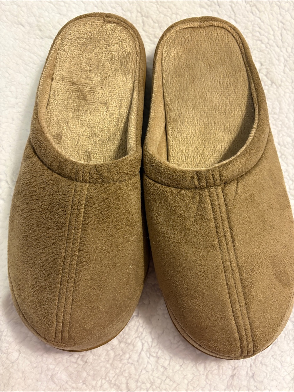ComfortSoft Men’s  Suede Slip-On Slippers in Tan